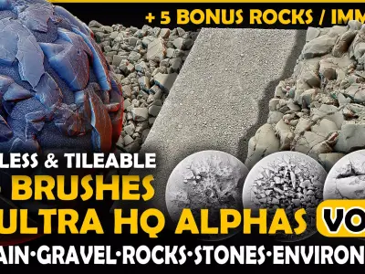 Ultra HQ Terrain Seamless Sculpt Zbrush brushes and Alphas Vol4 3D model