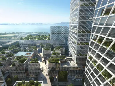 Waterfront Eco Business District with Green Office Towers 3D model