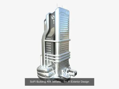 10 Sci Fi Buildings Collection H - Metallic - Exterior Design 3D Model Pack