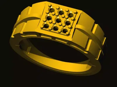 rings gold ring with diamonds 3D print model