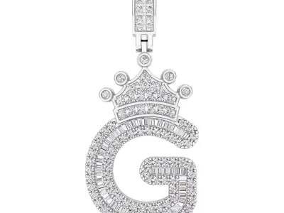 Crown Initial  G  Letter Pendant 3D print model