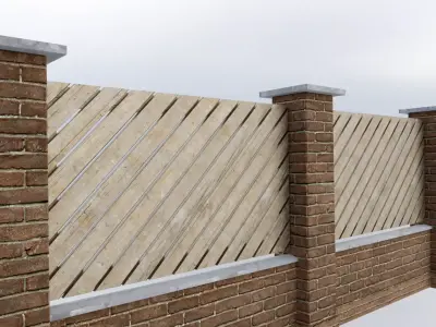 Modular Garden Wall Low-poly 3D model