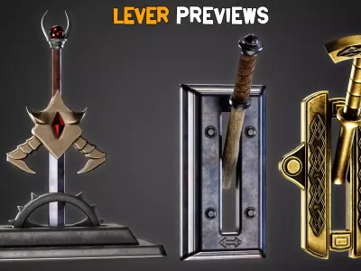 30 Game-Ready Mechanical lever and  PBR Textures Low-poly 3D model