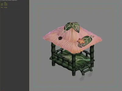 beach room thatched cottage 3D model
