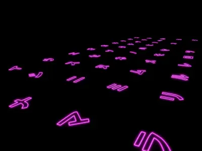 3D Neon Katakana Low-poly 3D model