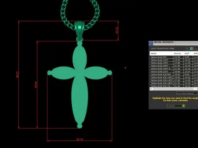 Light Gold 18K Cross Pendant 1CP076 3D print model