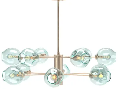 Chandelier with glass globes hanging from ceiling 3D model