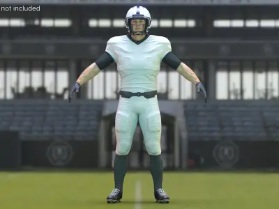  Man White Uniform T-Pose American Football Players 