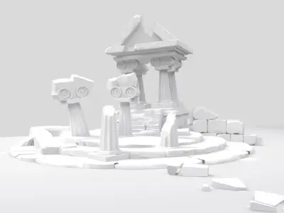 Cartoon Underwater Atlantis City 3D model
