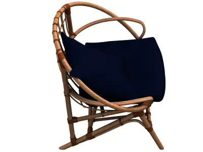 Armchair rattan chair with cushion 3D model