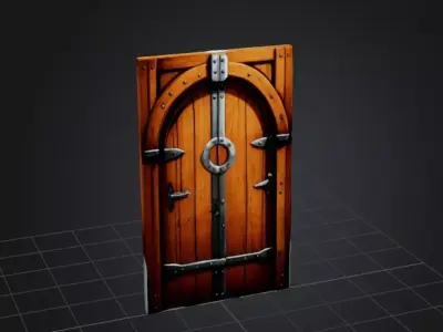 Wooden Medieval Door 3D model
