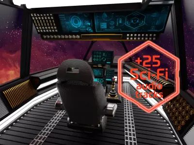 Sci-Fi Fighter Cockpit 3D Model With 25 Sci-Fi Music Tracks Low-poly 3D model