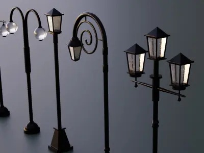 Street Lamps Low-poly 3D model