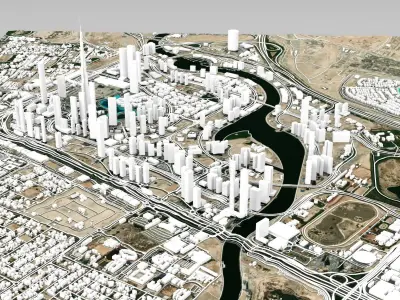 Cityscape Dubai fragment city Down town  3D model