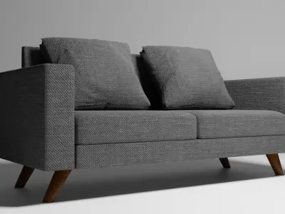 Mid-Century Modern Loveseat Sofa 3D Model Low-poly 3D model