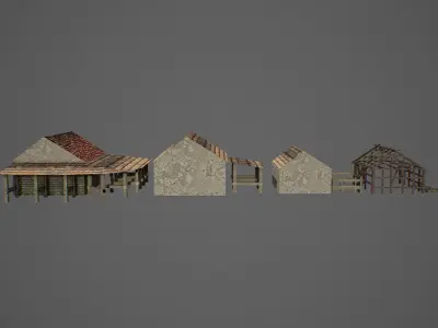 Barn 1 farmhouse Low-poly 3D model