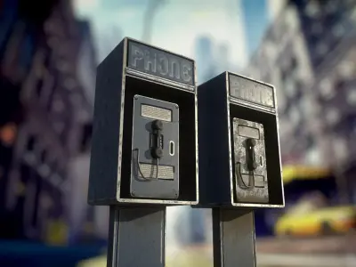 street public phone  Low-poly 3D model
