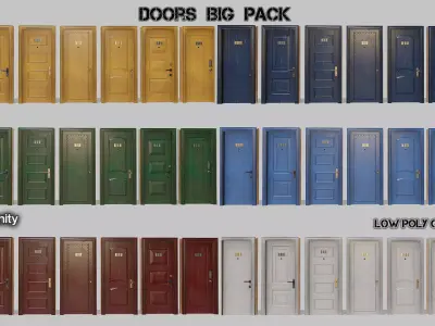 Doors big pack Low-poly 3D model