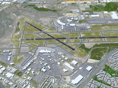 Perth Airport 10km Low-poly 3D model