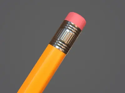 Pencil Yellow Low-poly 3D model