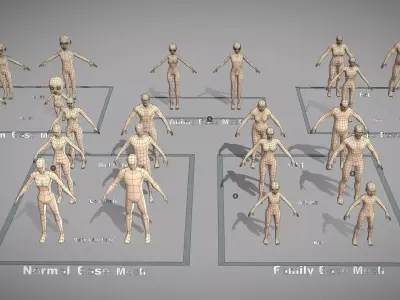 Base Mesh Pack - Character Collection Low-poly 3D model