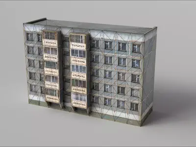 Street wall building Low-poly 3D model Low-poly 3D model