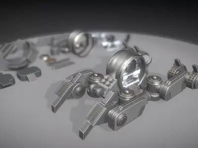 Futuristic Terrain Walker Basic Version 1 Rigged and Animated Low-poly 3D model