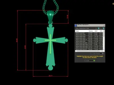 Light Gold 18K Cross Pendant 2CP054 3D print model