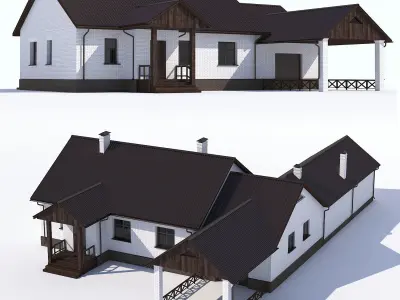 House with garage and veranda  3D model