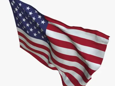  Realistic Animated Flag - Micro-Texture Rigged - Put Your Own Texture - Def USA 