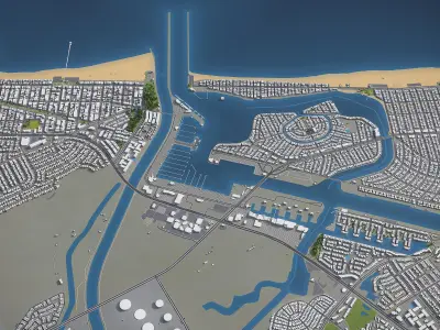 Long Beach - 3D City Model Low-poly 3D model