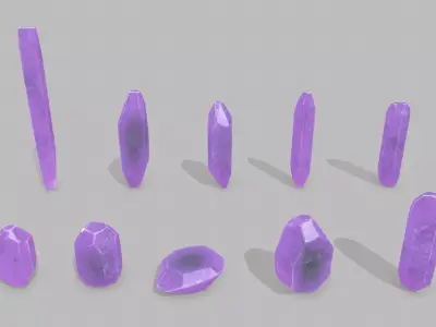 crystal set Low-poly 3D model