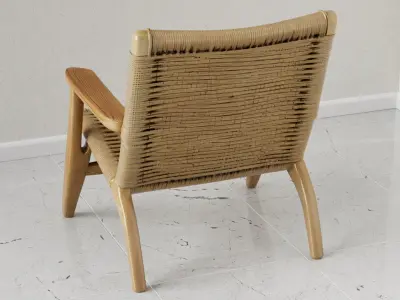 Modern Scandinavian Wood Woven Armchair 3D Model Lounge Chair 3D model