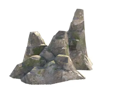 grass pebble rock  Low-poly 3D model