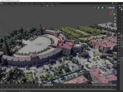 Plaza de Espana SIVIGLIA SPAIN with texture Low-poly 3D model