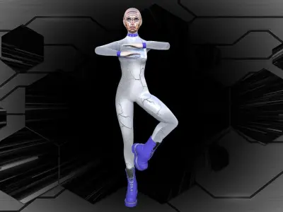 Cyber girl Low-poly 3D model