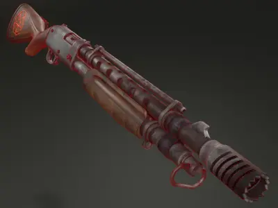 Stylized shotgun Low-poly 3D model