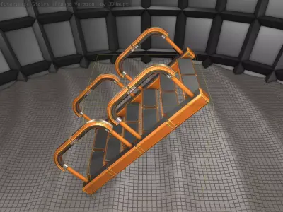 Sci-Fi Stairs - 27- Orange Version Low-poly 3D model