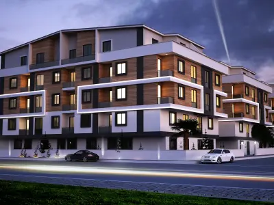 3 blocks building exteriors 3D model