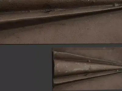 Aged Metal Architectural Detail 3D Scan Low-poly 3D model