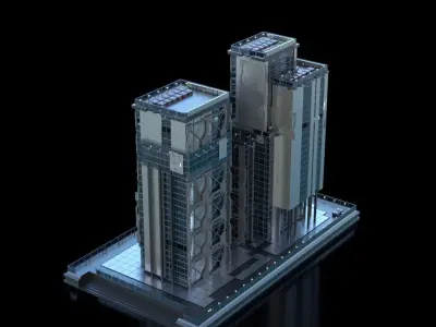 Futuristic Future Modern City Building Skyscraper 12 3D model