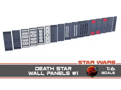 Death Star Wall Panel - 1 - 1-6 scale Hottoys 3D Model Pack