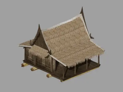 Floating house Low-poly 3D model