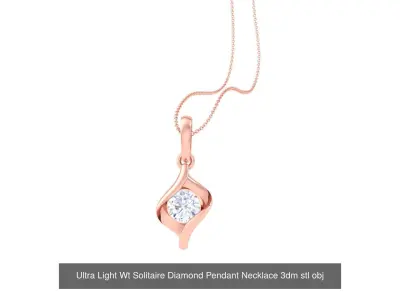 35 Ultra Light Wt Solitaire Diamond Pendant Necklace 3dm stl  3D Model Pack