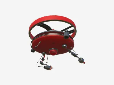 Flying Robot I04 Red - SciFi Character Design Low-poly 3D model