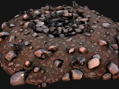 Medieval Mine Silver Ore Deposits Low-poly 3D model