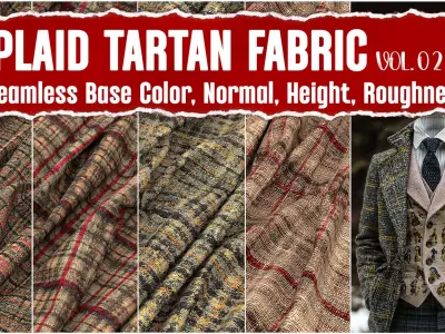 10 Plaid Fabric VOL02 4K Seamless PNG PBR Textures Texture