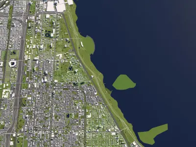 Chicago 50x50km 3D City Map 3D model