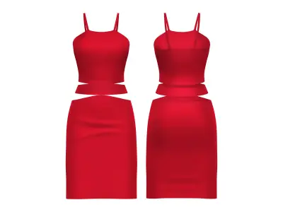 Diamon Belly Band Dress With Straps Low-poly 3D model