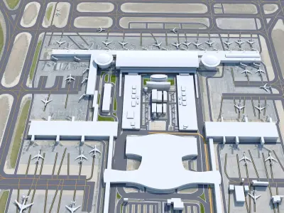 Santiago Airport 10km Low-poly 3D model